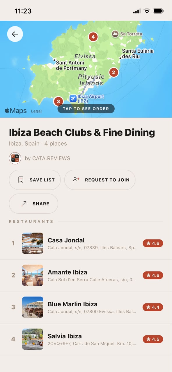 Captura de la app CATA